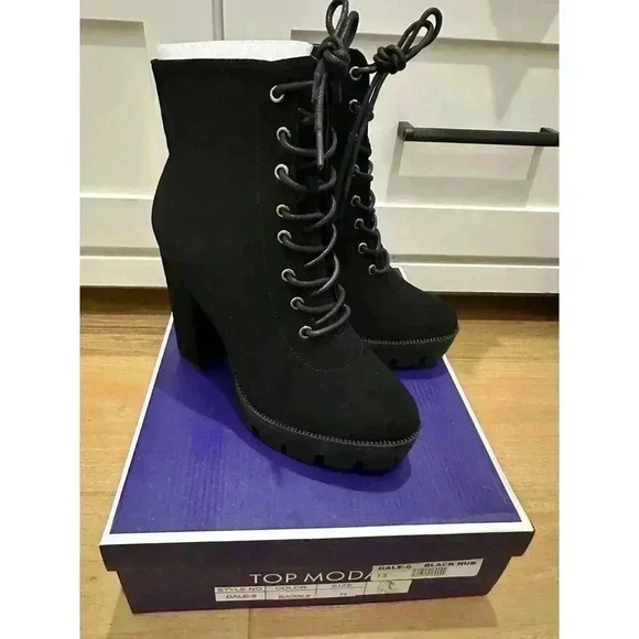 TOP Moda Shoes - DALE-6 Black Nubuck TOP MODA For Women
